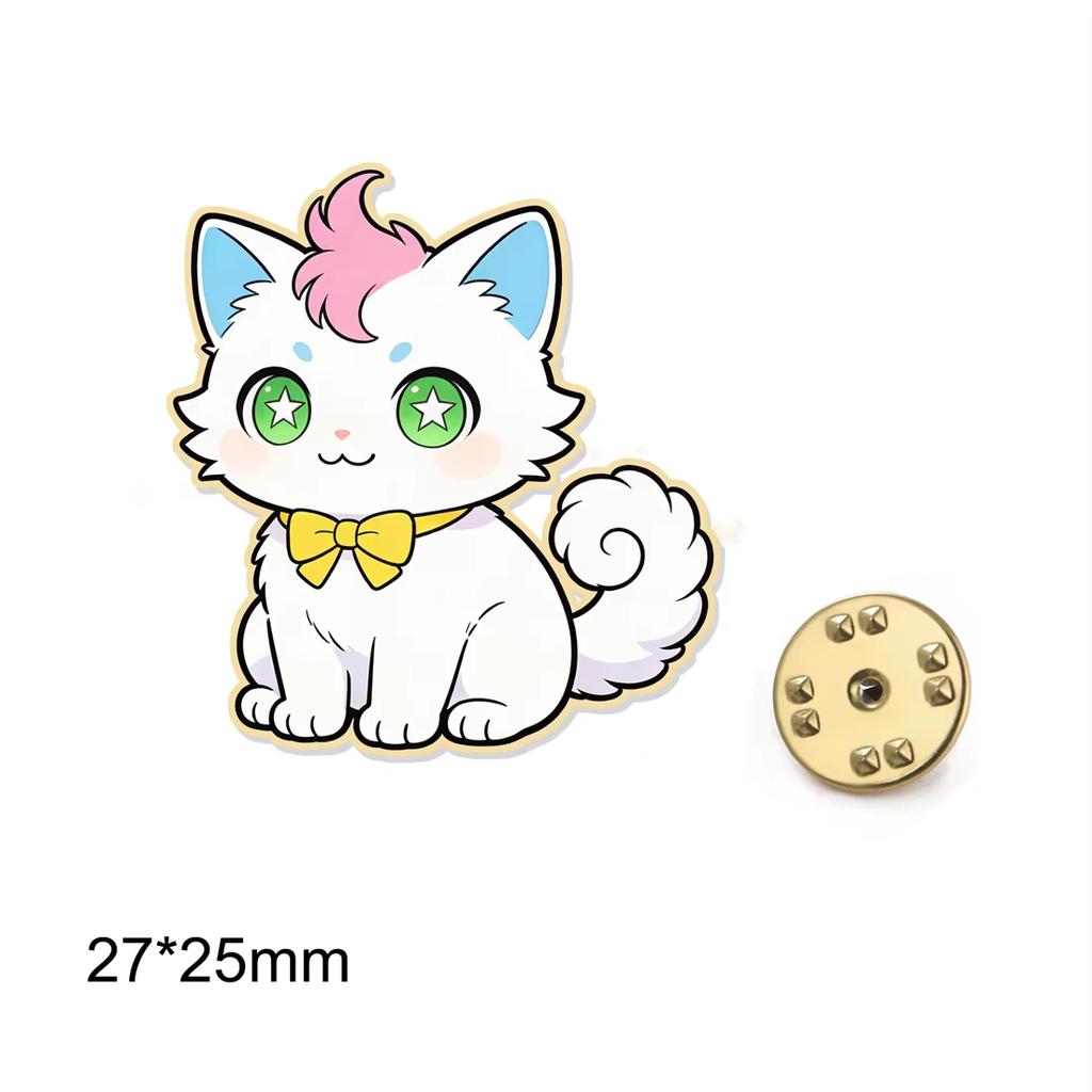 Cute Cat Brooches Stainless Steel Color Printed Kitten Pin for Women Men Kids Backpack DIY Jewelry Party Gift Wholesale
