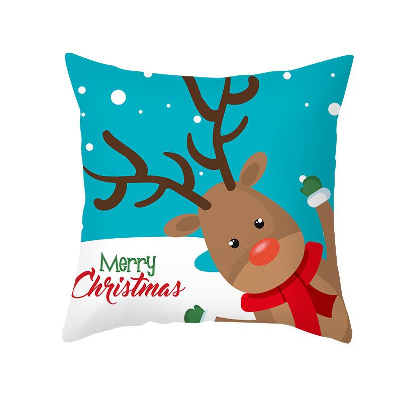 Nordic Christmas Cartoon Reindeer Digital Printing Short Plush Pillow Covers For Car Sofa Office Cushion Cover Home Goods
