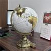 Glob decorativ de masă rotativ de 8 inch cu arc și bază aurii, articol de decor pentru casă cu hartă ștanțată cu folie aurie, culoare alb
