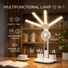 LED-Uhr-Tischlampe, über USB aufladbar, dimmbar, Schreibtischlampen, 2 Köpfe, um 180 Grad drehbar, faltbar, Augenschutz, Desktop-Lese-Nachtlichter