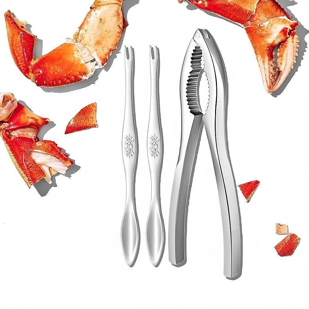 Zestaw 3 szt. Wielofunkcyjny Zestaw Szczypiec i Wykałaczek do Krabów i Homarów Szczypce do Krabów ze Stali Nierdzewnej Dom