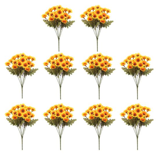 Artificial Mums Realistic Fake Fall Flowers UV Resistant Faux Chrysanthemums for Indoor Flower Arrangement Balcony Outdoor Porch Decor