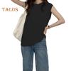 Women Summer T-shirt Round Neck Cap Sleeve Solid Color Tee Shirt Solid Color Loose Fit Casual Tops Daily Wear