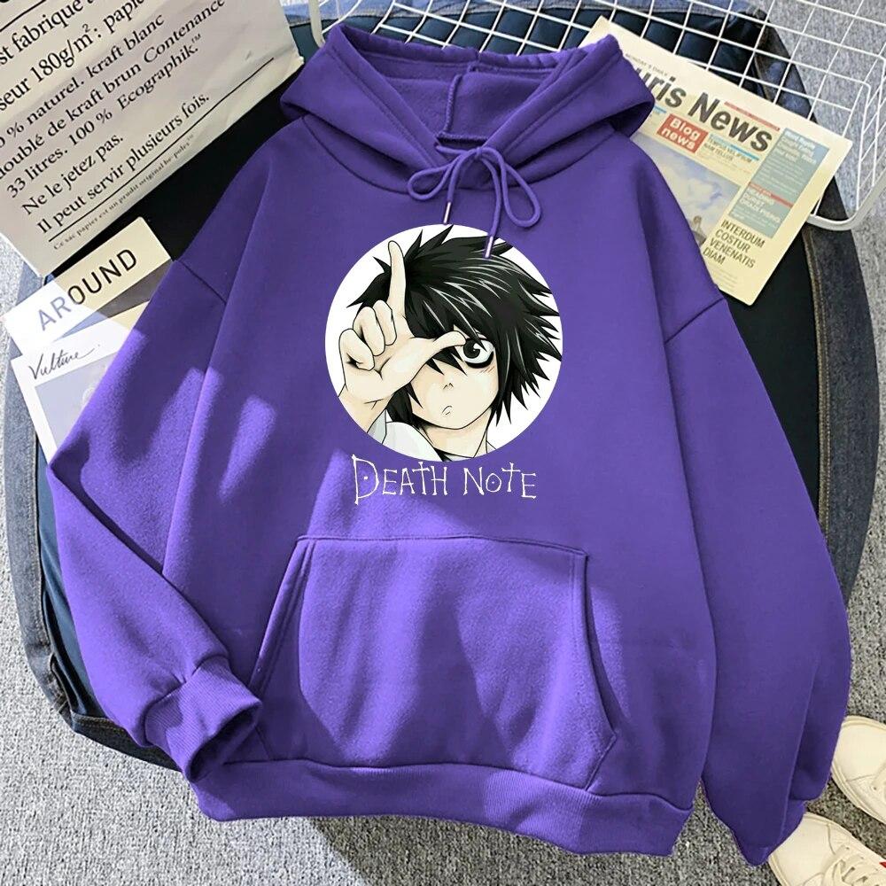 Popular Japanese Unisexga Death Note L·Lawliet Hoodies Unisex Anime Hoody Fashion Streetwear Loose Oversize Sweatshirts Fleece Clothes