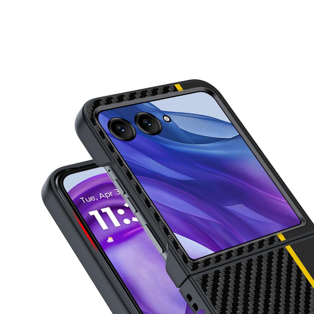 Für Motorola Razr 50 Ultra 5G Hülle Kohlefaser-Textur Sturzsichere PC-Handyhülle