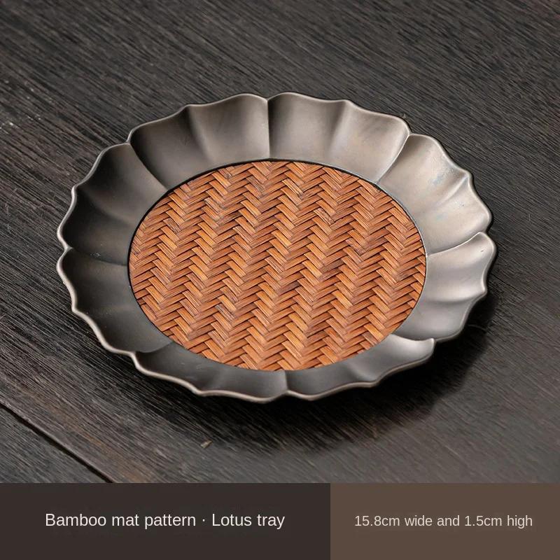 Chinese Tea Table Tureen Base Support Teapot Mat Bamboo Alloy Purple Sand Teapot Kettle Mat Pot Mat Serving Trays Tea Tray