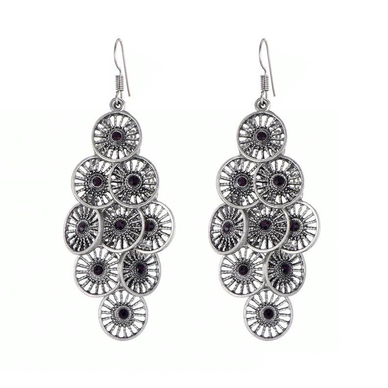

Fashion Multiple Geometric Round Drop Dangle Earrings For Women Zircon Vintage Bohemian Crystal Long Earrings Pendientes Mujer фиолетовый