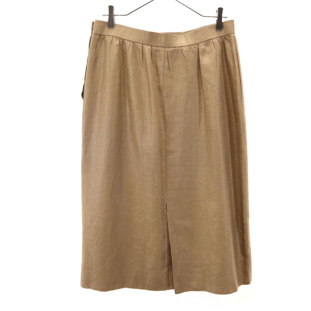 Givenchy 90s 100% Linen, Old Mimole Length Skirt 15 GLAMOUR Big Size Women Used