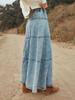 Bohemian A-line Layered Patchwork Women's Denim Skirt