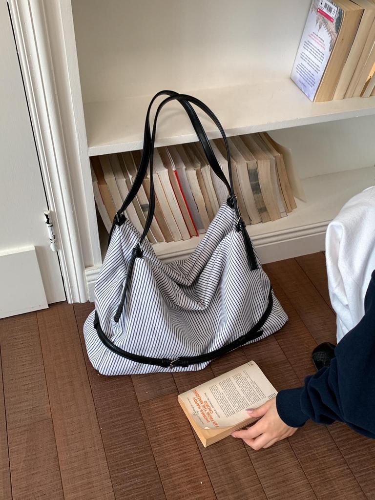 2026 Damen Große Gestreifte Canvas-Tragetasche - Lässige, Vielseitige Einzelschultertasche