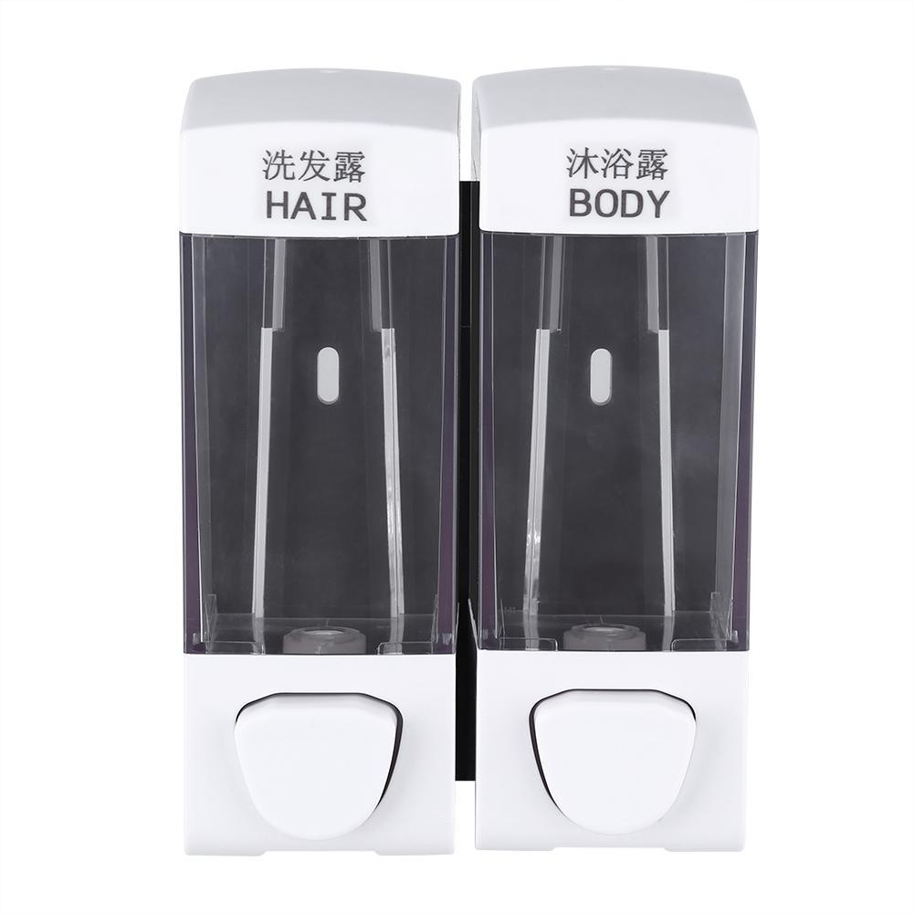 2x350ml Bathroom Wall Mounted Soap Shampoo Box Sanitizer Dispenser Lotion Liquid Pump