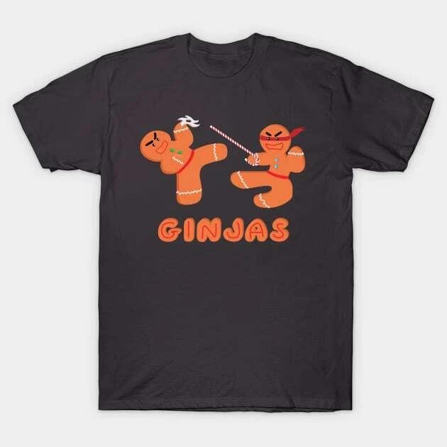 Funny Ginjas Christmas Pun Gingerbread Man Made in Australia T-Shirt 3XL