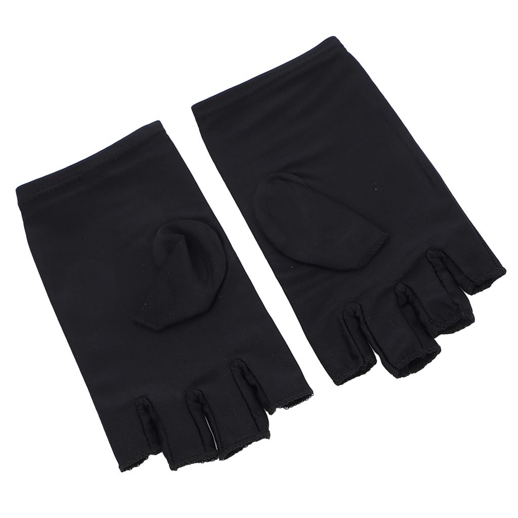 UV Nail Gloves Fluorescent Black Fingerless Anti Black UV Light Nail Protective Gloves Nail Tools