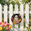 Clear Acrylic Halloween Hanging Suncatcher Jigsaw Puzzle Set, Spooky Ghost Floral Meadow Window Ornament with Metal Stained Glass Frame &
