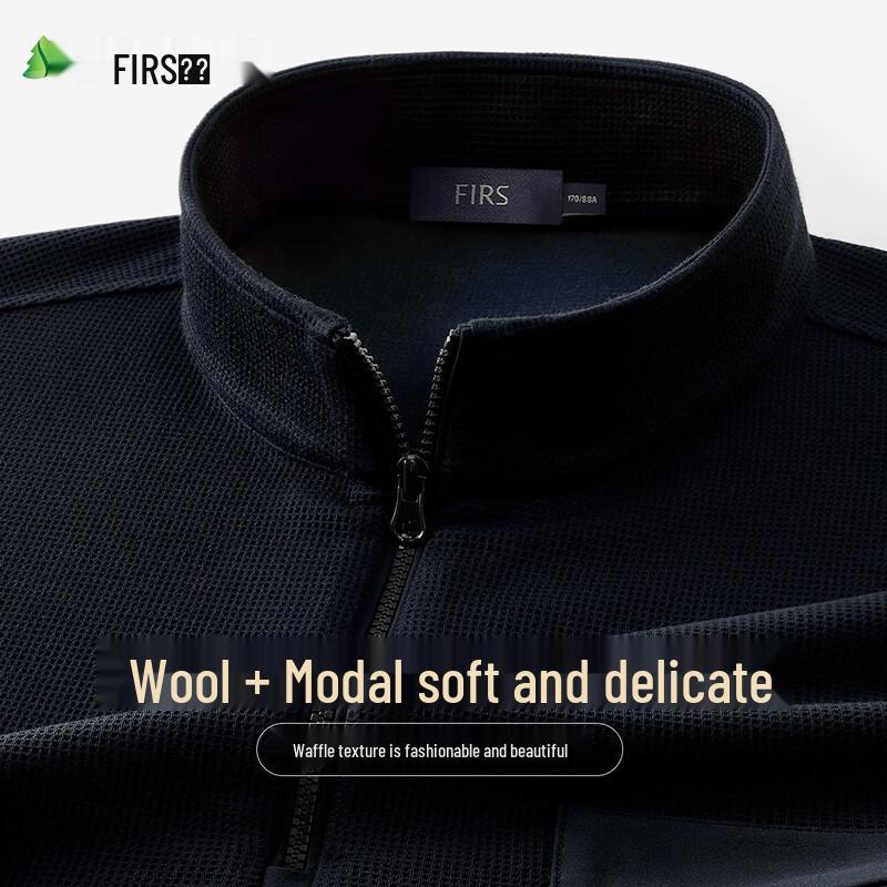 FIRS Men's Fall Wool Blend Waffle Knit Pullover Sweatshirt