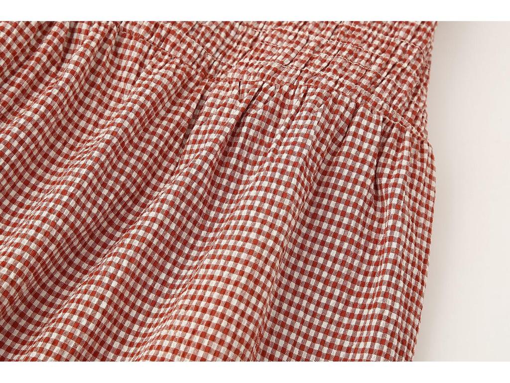 Women's Spring 2025 European & American Style Plaid Midi Dress