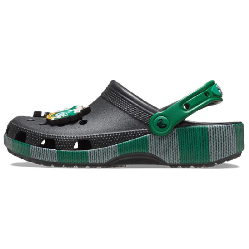 Crocs EVA Round Toe Kick Hole Shoes Unisex Style Black and Green