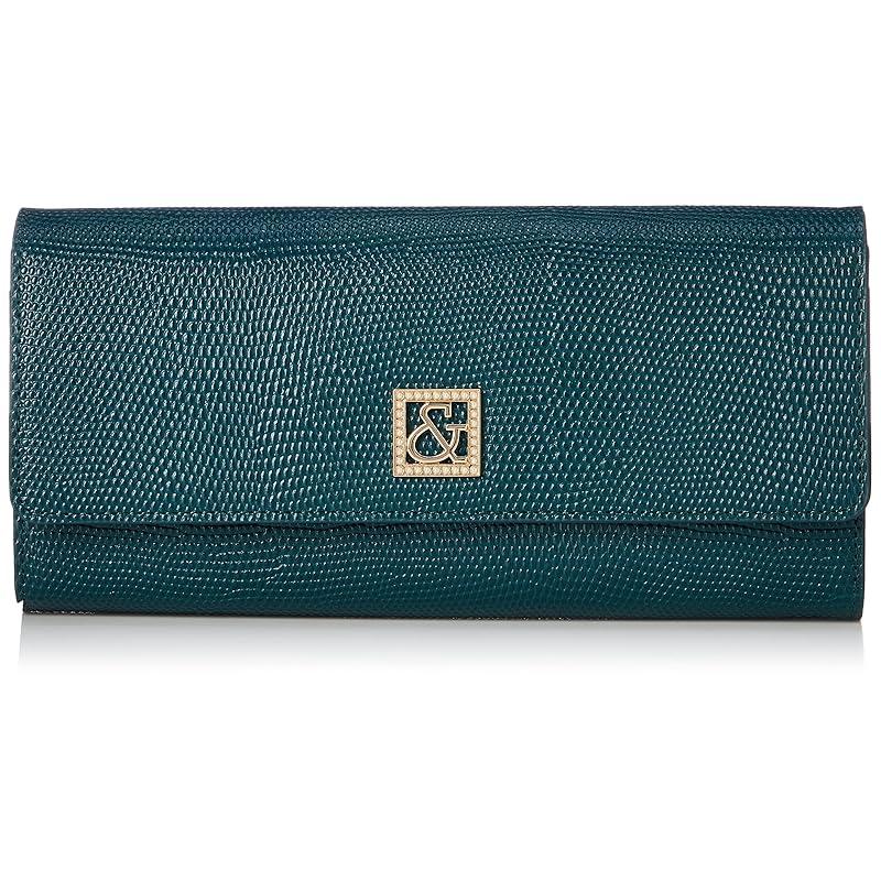 

[Pinky and Diane] Cover long wallet [Effect Lizard] Domestic cowhide lizard embossed With logo brooch Shiny luster Hard to get hurt card storage Thin