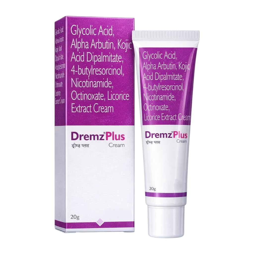 DremzPlus Skin Brightening Cream With 3% Glycolic Acid, 1.5% Alpha Arbutin, 2% Kojic Acid | For Hyperpigmentation & Dark Spots | 20 g