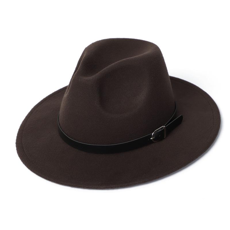 European Retro British-Style Jazz Top Hat with Buckle - Unisex Flat Top for Gentlemen and Ladies