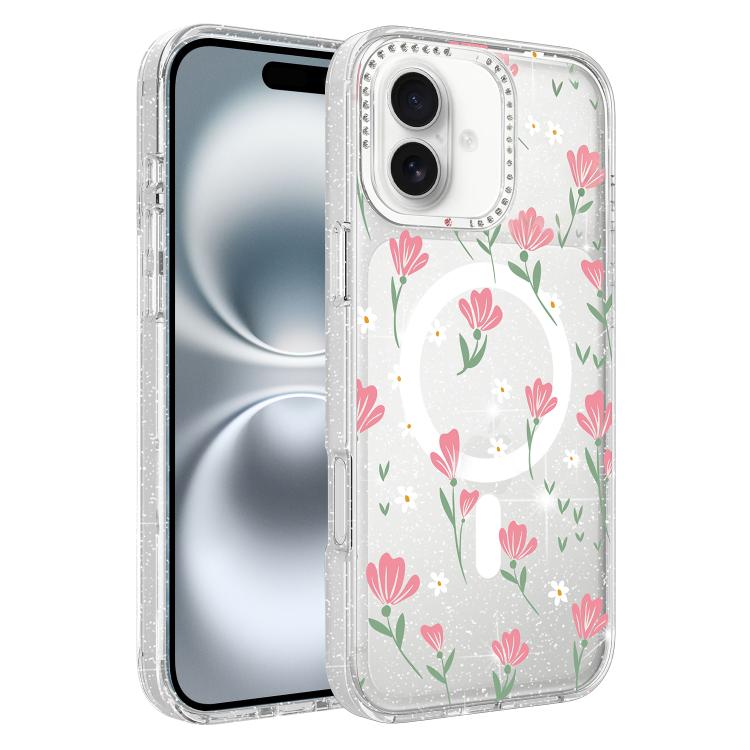 Flower Pattern IMD Glitter Magnetic Phone Case