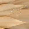 3 Pairs Square Leaf Zircon Hoop Stud Pendant Earrings Set for Women Gold Plated Brass Dangle Jewelry