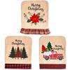 Reusable Cartoon Christmas Chair Cover Soft Stretch Xmas Dinner Chair Seat Cover Removable Christmas Table Decor Kitchen