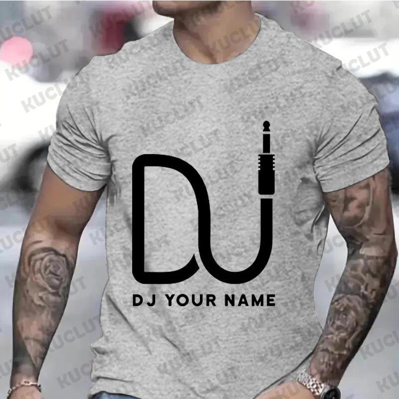 Oversized T-Shirt Men Women Dj Custom Tees Custom DJ Name T-shirt Personalized DIY Techno Music Tees Disc Music Love Clothing