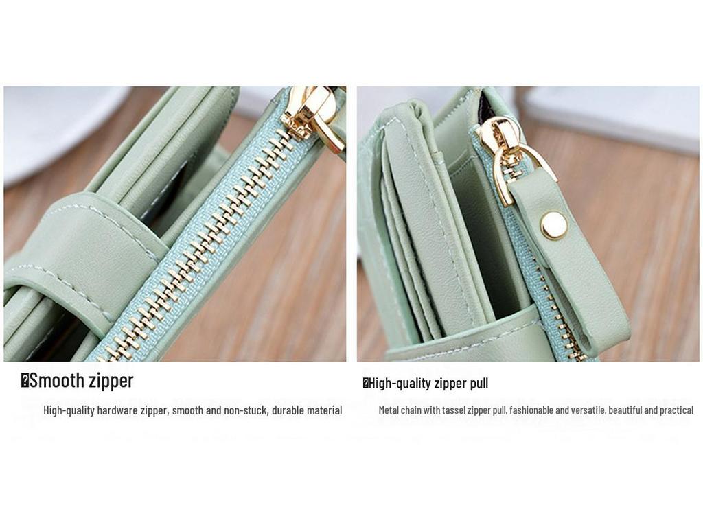 Women's Crocodile Pattern Short Leather Wallet with Zipper Clasp and Card Holder
