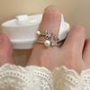 Fashionable Butterfly Zircon Open Ring Imitation Pearl Trendy Luxury Girl Finger Ring New Design Exquisite Ring Women's Jewelry