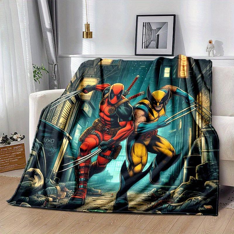 1pc Deadpool and Wolverine Printing Blanket - Soft, All-Season Throw for Living Room, Bedroom,Personalized Gift with Adorable Cartoon Design