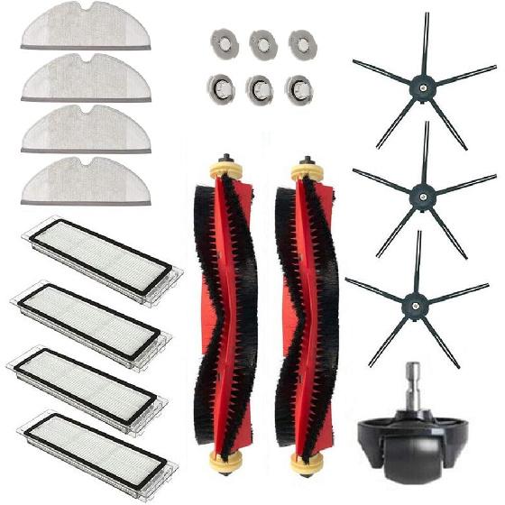 20Pcs Set for Xiaomi Roborock S6 S60 S65 S5 MAX T6 Vacuum Cleaner Accessories, 2 Roller Brush, 4 Filter, 4 Mop, 3 Side Brush, 6 Water Core, 1 Wheel