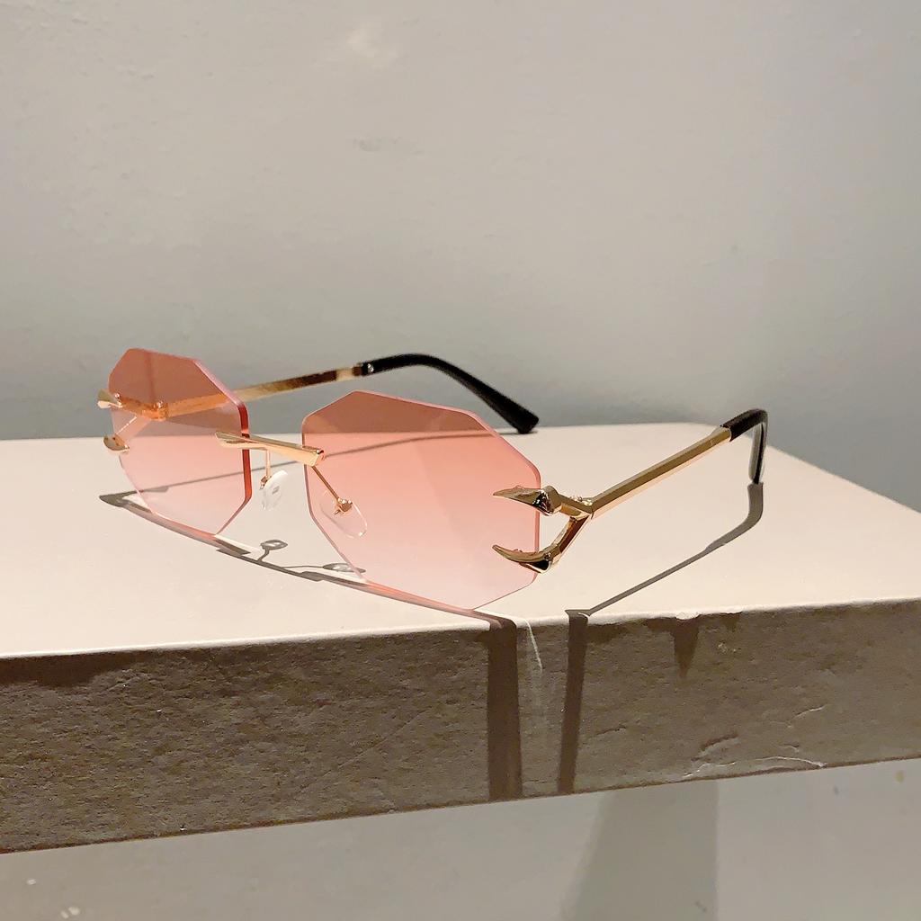 Rimless Polygon Sunglasses Fashion Women Vintage Gradient Ocean Lenses Shades Trendy Luxury Brand Design Chic Sun Glasses