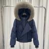 Womens Short Puffer Coat With Faux Fur Hooded Collar Winter Warm Cotton Jacket Korean Style Casual Outerwear