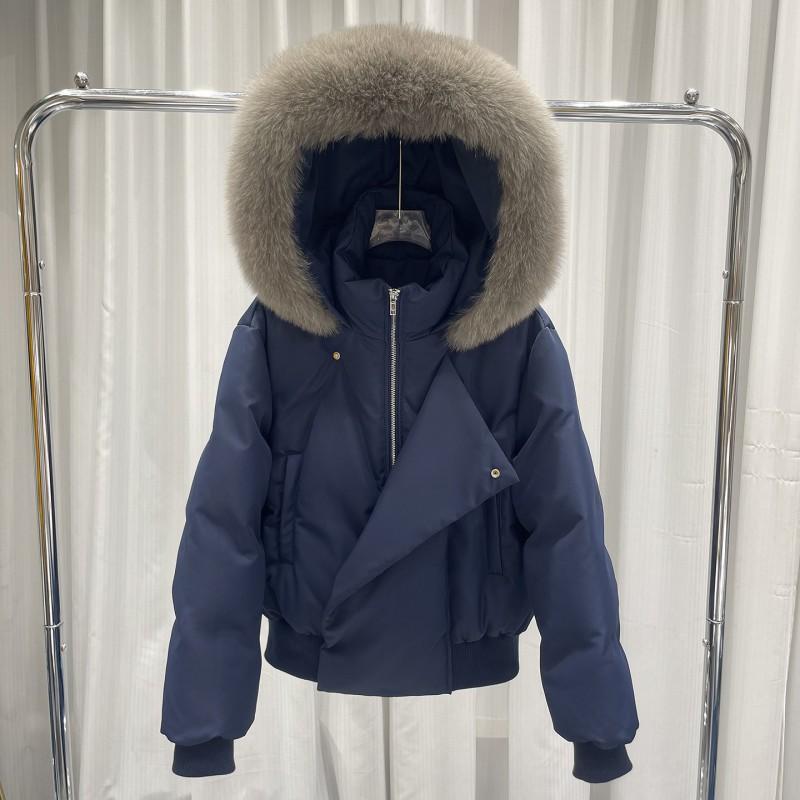 Womens Short Puffer Coat With Faux Fur Hooded Collar Winter Warm Cotton Jacket Korean Style Casual Outerwear