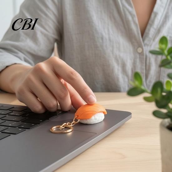 Sushi Toy with Key Ring 3D Printed Clicker Fidget Toy, Japanese Shape Finger Keychain Keychain, Portable Stress Relief Push