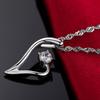925 Sterling Silver Jewelry Simple Love Heart Pendant Necklace for Women Wedding Party Jewelry for Girls Friend Gift