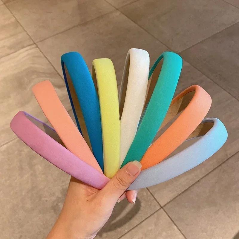 New Korean Colored Solid Sponge Hair Hoop for Women's Retro Knitted Soft Headwear Suitable for Various Styles of Accessories