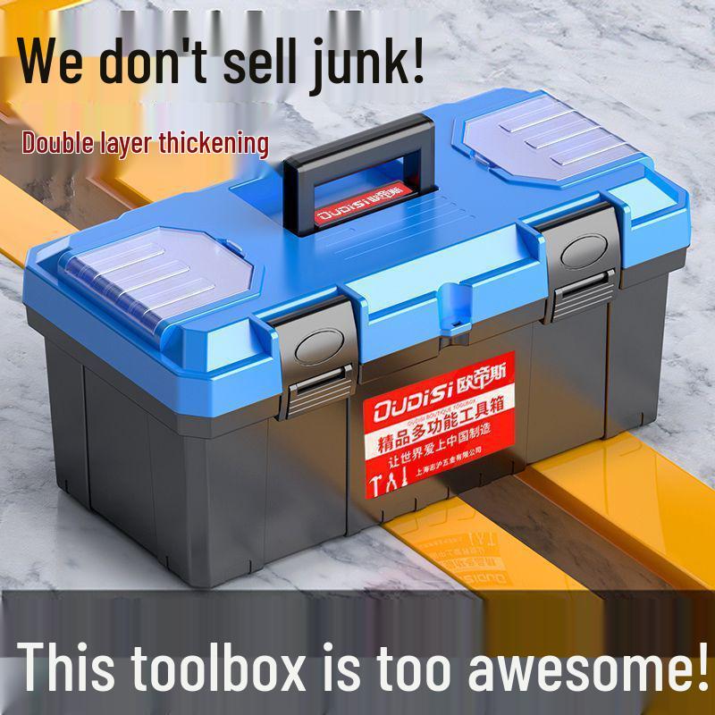 

Многофункциональный переносной ящик для хранения инструментов для электриков – Большой для промышленного и бытового использования 14-inch Double-Layer Tool Box - Gem Blue