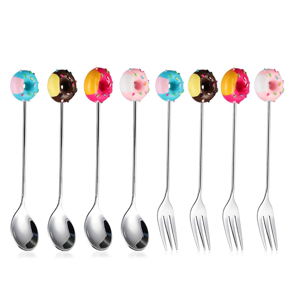 Quality Kitchen Tool Dessert Ice Cream Sugar Cake Stirring Spoon Fruit Fork Teaspoon Coffee Spoon