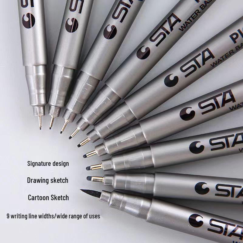 Sta Needle 8050 Waterproof Outline Pen for Anime Design, Hand-Painted Line Drawing, Signature, and Line Art.