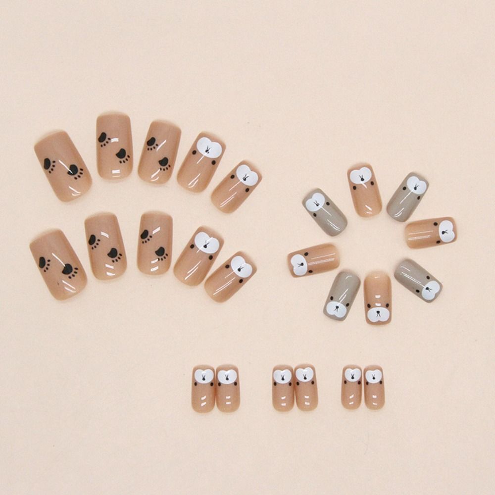 Rainbow French False Nails Long Square Press On Nails Fashion Fake Nials  DIY