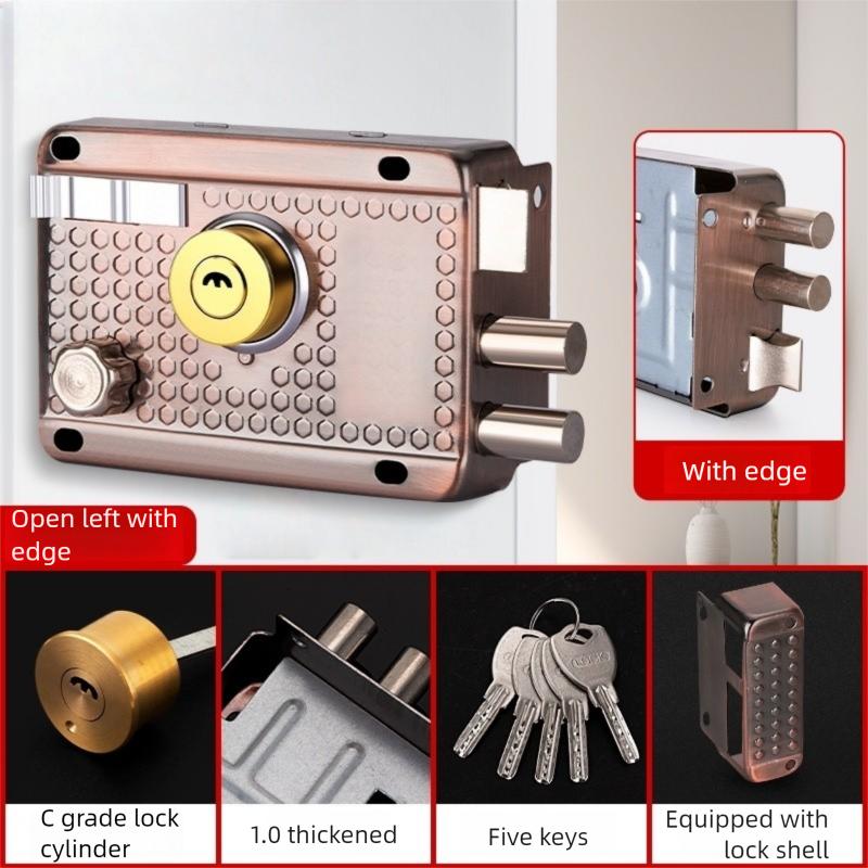 External Iron Door Lock Security Anti-Theft And Anti-picking Lock Wooden Door Compound Door Lock Multi-safety Smooth Lock