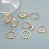 8pcs/set Gold Star Leaf Pearl Rings Personalized Fashionable Rings Set Alloy Rings Women Jewelry Accessories