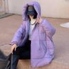 Lagabogy Mid-length Puffer Coat Casual Winter Women Loose Thick White Duck Down Jacket Female Solid Windproof Hooded Parkas