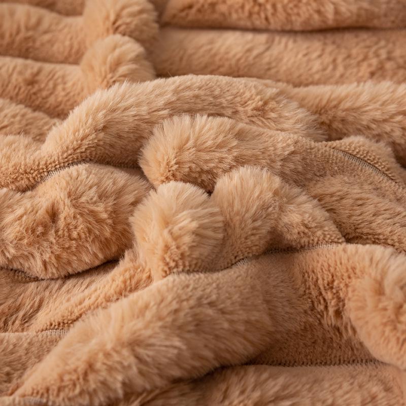 Imitation Rabbit Fur Vertical Stripe Throw Pillow Cover - Solid Color, Home/Bedroom Sofa Cushion Waist Pillow Cover