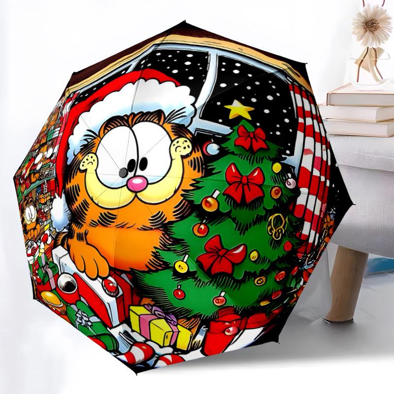 1pc Christmas Garfield Automatic Open/Close Umbrella - Compact Travel Umbrella, Perfect for Women & Men - Ideal Birthday/Christmas Gift, 179
