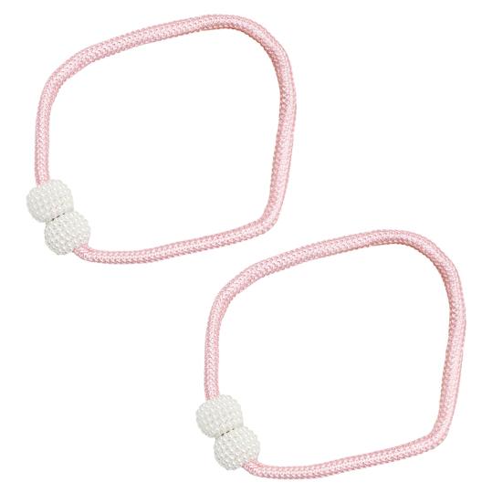 1 Pair Magnetic Curtain Straps Faux Pearls Decor Decorative Braided Ropes Curtain Tiebacks Curtain Accessories
