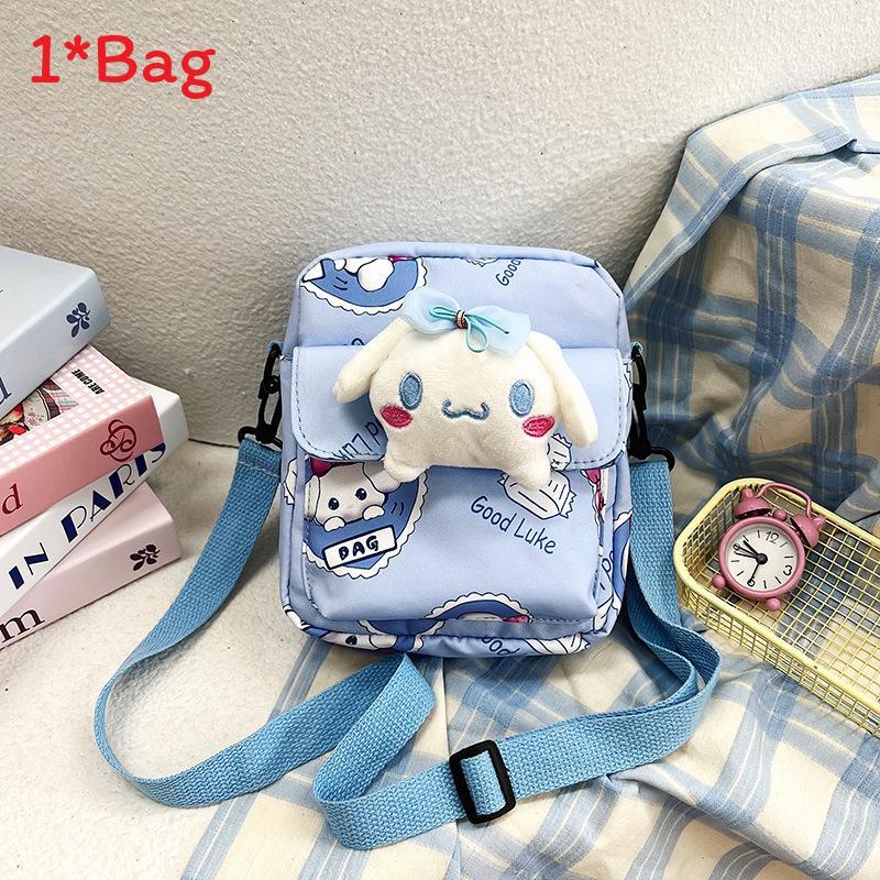 Cinnamoroll Hello Kitty Kuromi Canvas Umhängetasche mit Nähten für den täglichen Gebrauch
