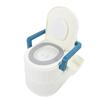 Bedside Commode Toilet Detachable Armrests Soft PU Cushioning Non Slip Dual Cover Bedside Potty with Solid Hollow Bucket for Adults Blue
